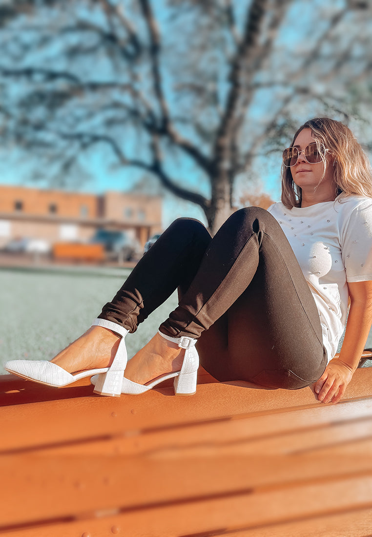 Nymph Faux Leather Low Block Heel Sandals-1