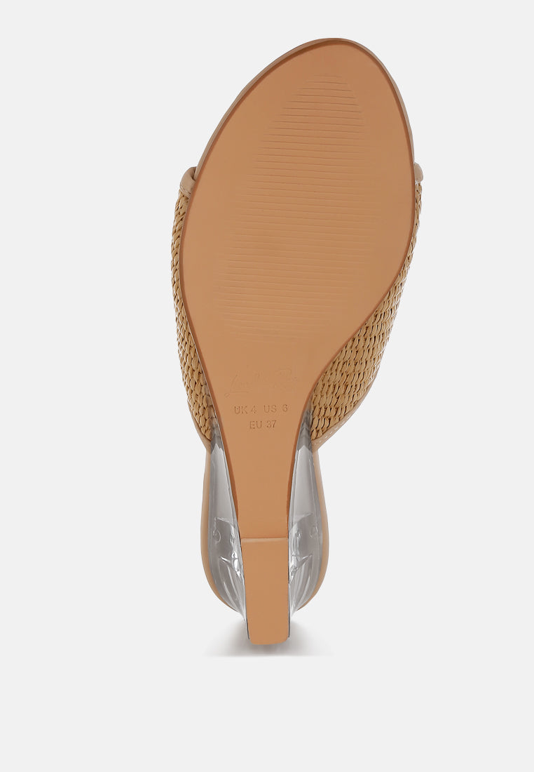 Osminda Raffia Clear Heel Wedge Sandals-4