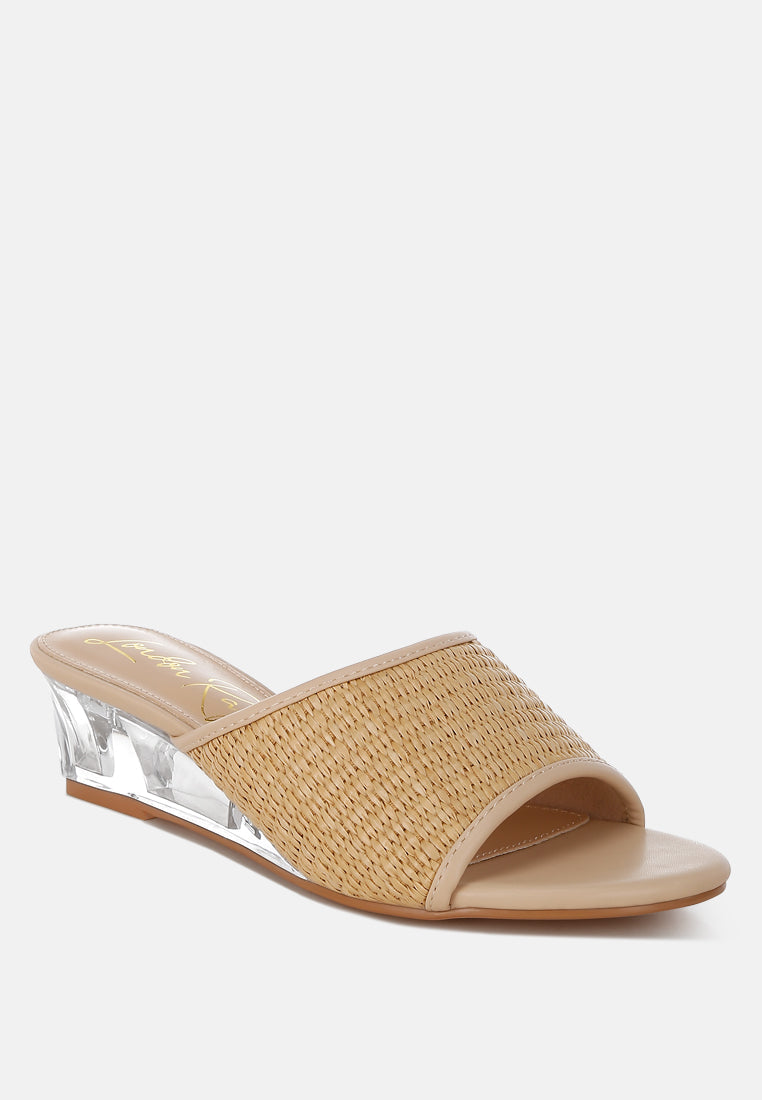 Osminda Raffia Clear Heel Wedge Sandals-1