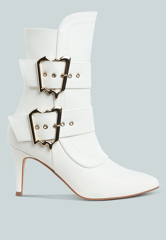 Ebera Chunky Buckle Strap Ankle Boots-0