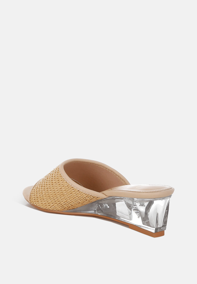 Osminda Raffia Clear Heel Wedge Sandals-2