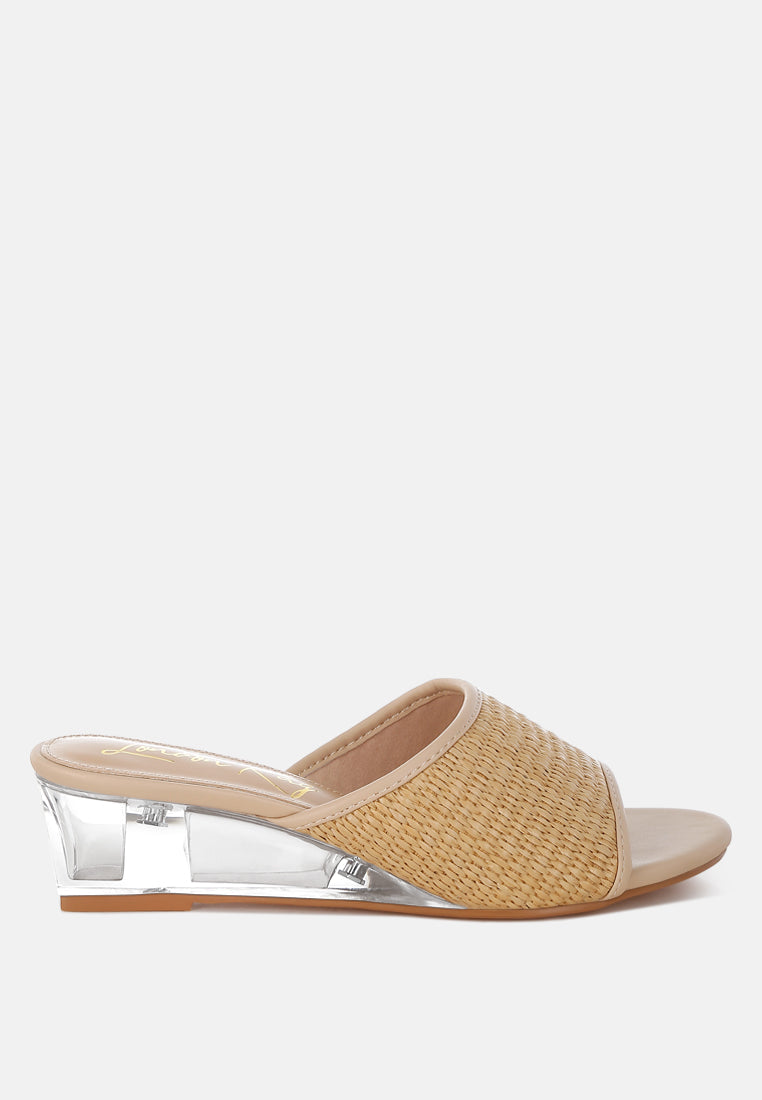 Osminda Raffia Clear Heel Wedge Sandals-0
