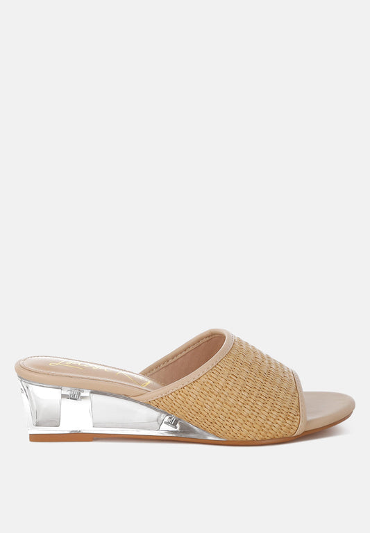 Osminda Raffia Clear Heel Wedge Sandals-0