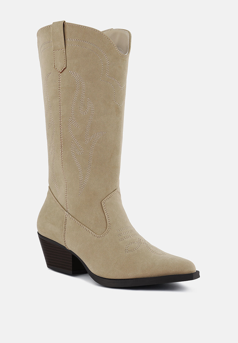 Ginni Embroidered Calf Boots-1