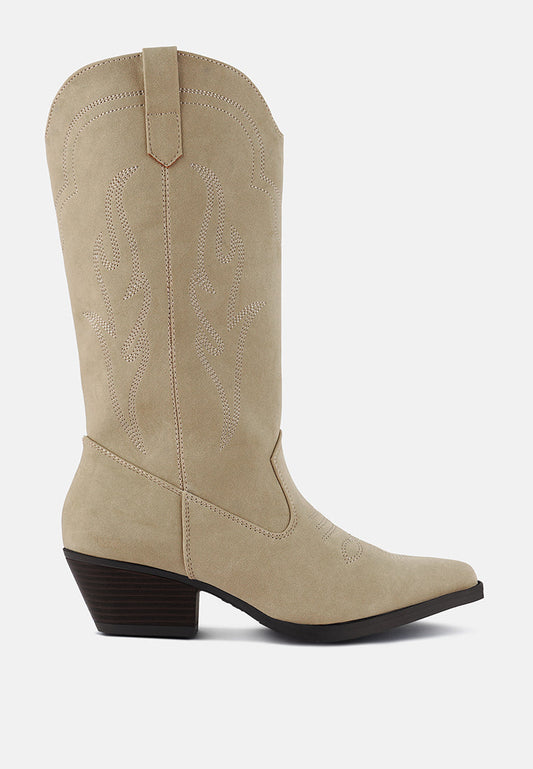 Ginni Embroidered Calf Boots-0