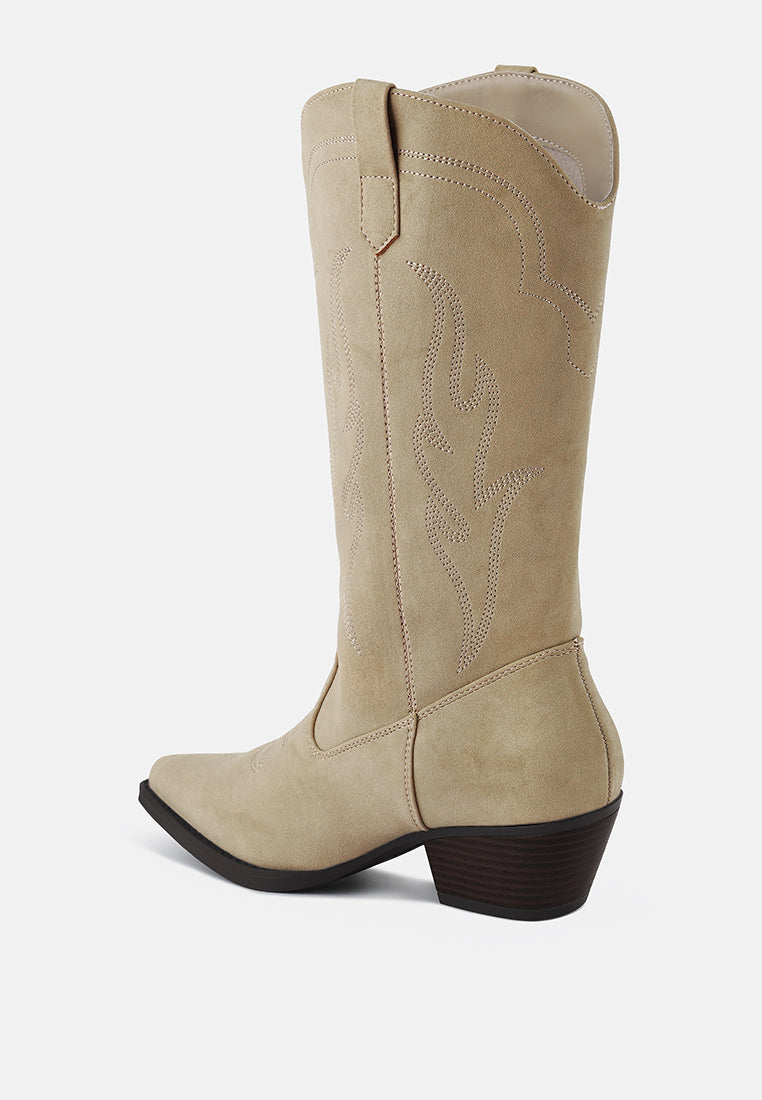 Ginni Embroidered Calf Boots-2