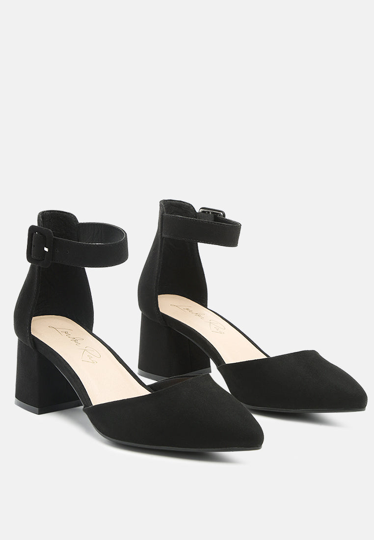 Nymph Low Block Heel Micro Suede Sandals-1