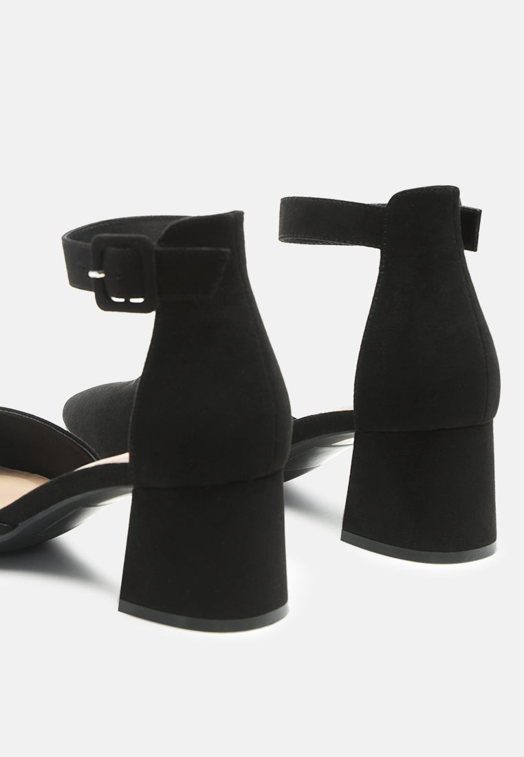 Nymph Low Block Heel Micro Suede Sandals-3