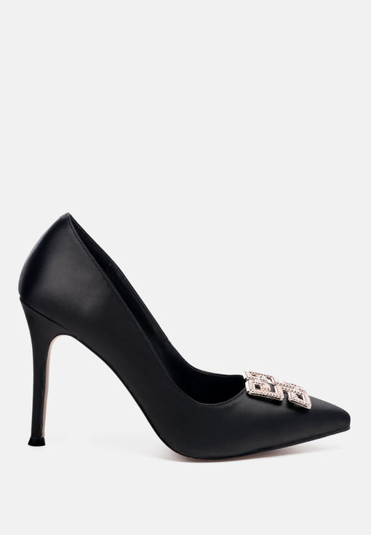 Prisca High Heel Brooch Detail Pumps-0